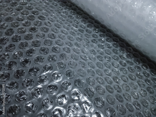 Selective focus of bubble wrap texture for background. National bubble wrap appreciation day concept.