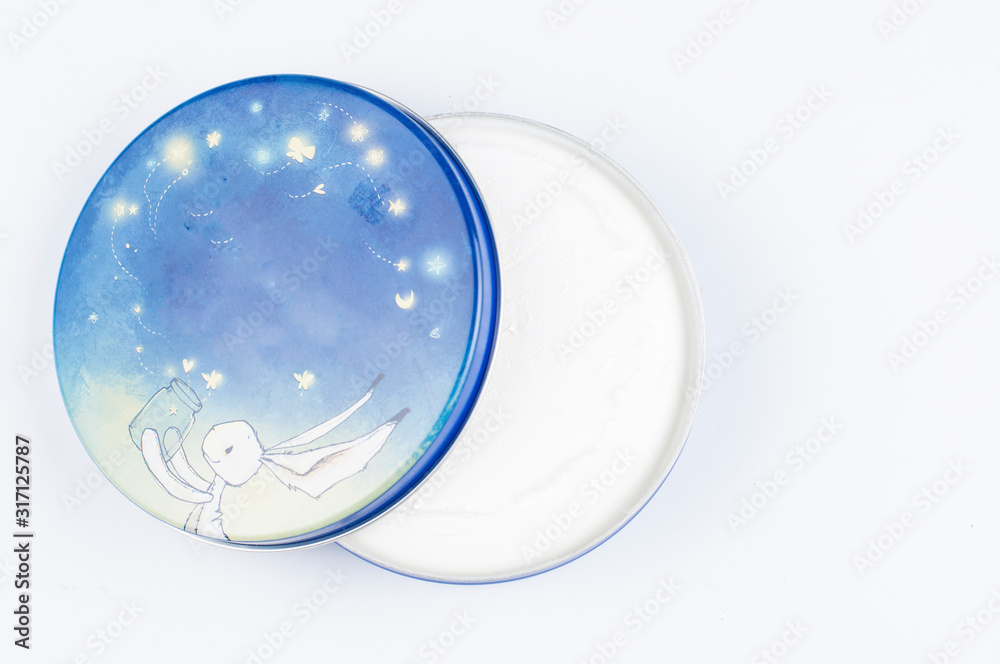 Hand cream in blue box isolated on white background. Copy space. Hand cream in blue box isolated on white background. Copy space.