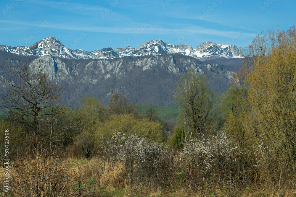 Lika highland and Velebit mountain in early spring, Croatia