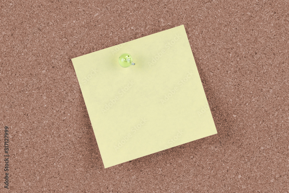 Post note on a cork notice board Post note on a cork notice board