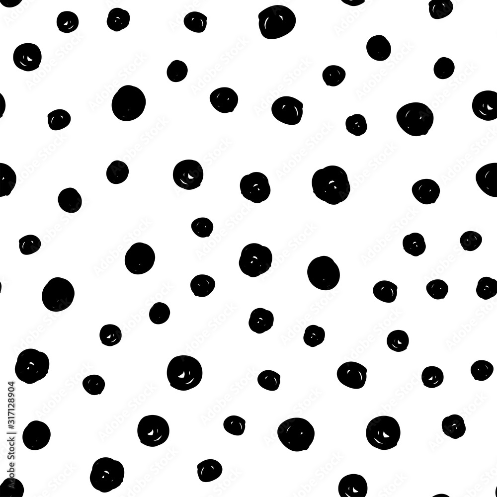 Dot doodles seamless pattern. Hand drawn circles texture. Dots background.