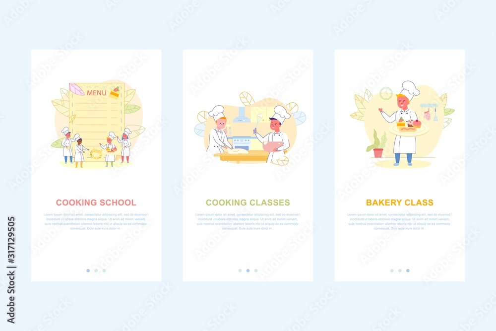 Kids Cooking School Bakery Classes Mobile Page Set