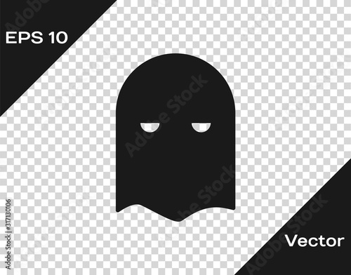 Grey Executioner mask icon isolated on transparent background. Hangman, torturer, executor, tormentor, butcher, headsman icon. Vector Illustration