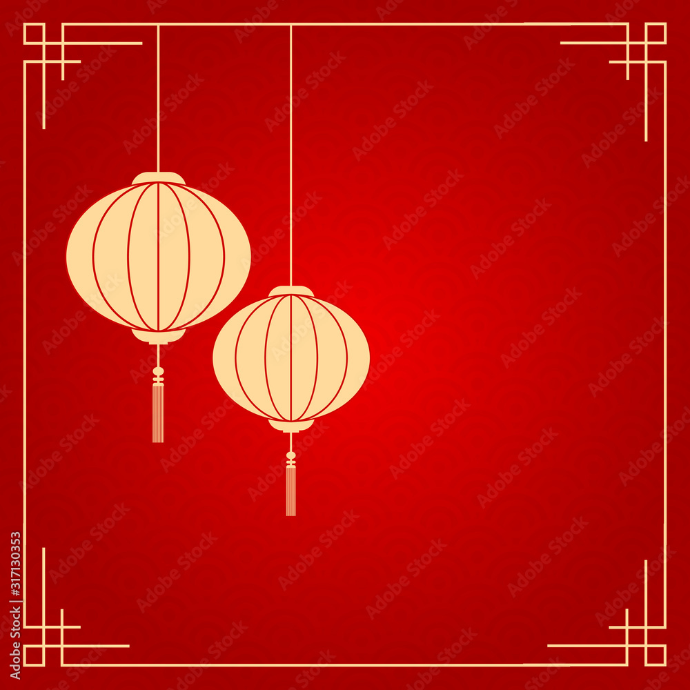 Happy Chinese New Year 2020 year of the mouse. sign for greetings card, flyers, invitation, posters, brochure, banners, calendar. Flat style design. traditional red greeting card illustration