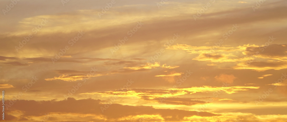 Golden sky background, panoramic scenery heaven liked sky