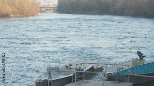 Panoramic view of Ticino River in winter