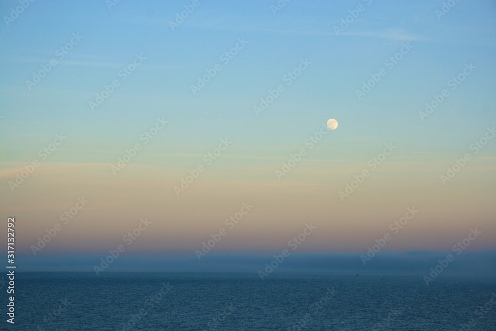 Seascape at sunset. Black Sea waters at sunset
