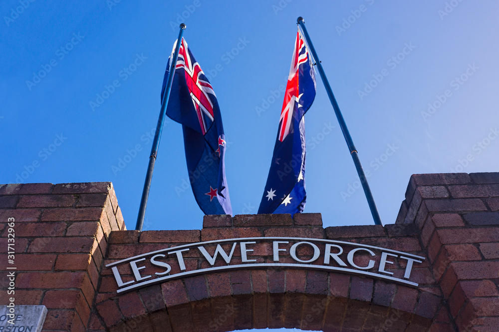 Australian and New Zealand flag on Anzac Day.