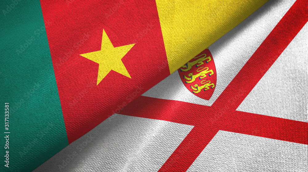 Cameroon and Jersey two flags textile cloth, fabric texture Cameroon and Jersey two flags textile cloth, fabric texture