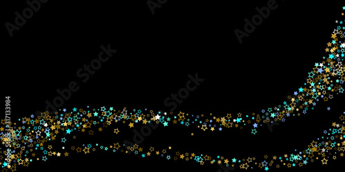 Gold, Blue stars, sprocket, shiny confetti. 