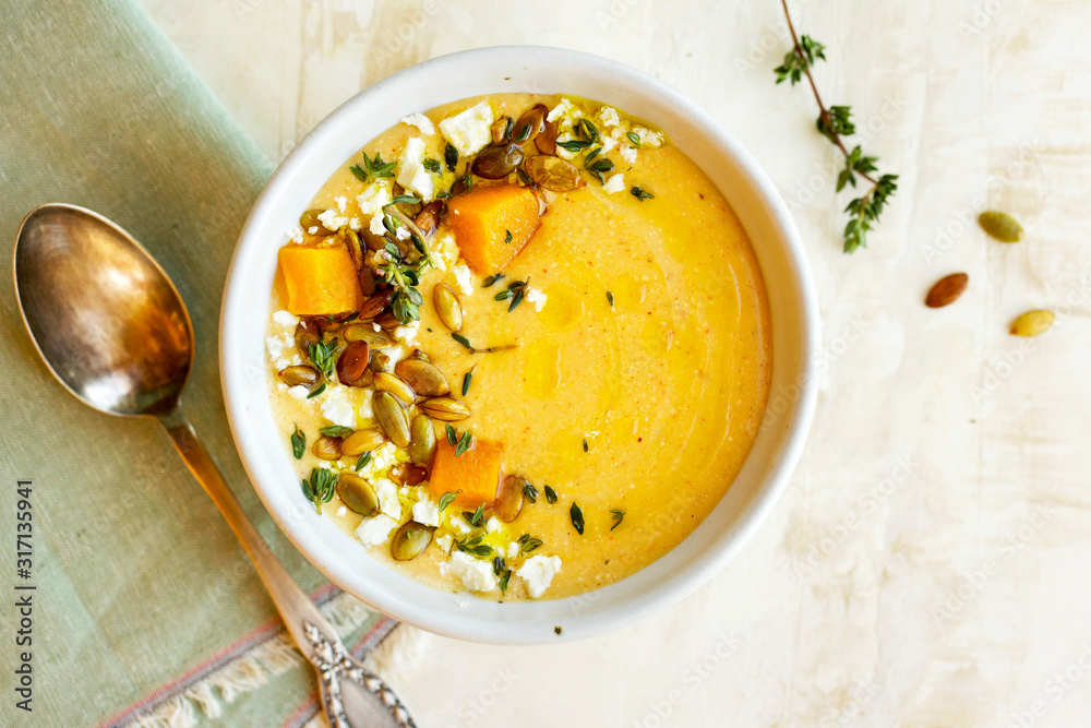Roasted Butternut Squash Soup with Feta