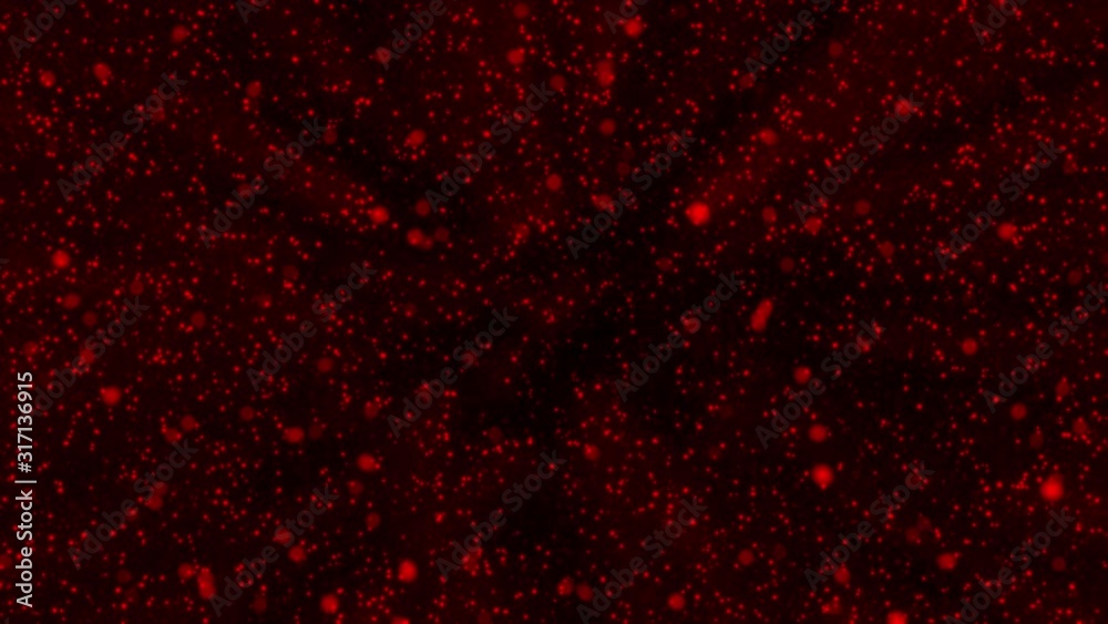 High quality animation of red abstract winter or Christmas background with bokeh defocused glowing lights or snow. Seamless loop