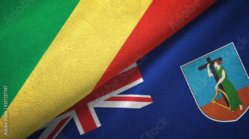 Congo and Montserrat two flags textile cloth, fabric texture photo