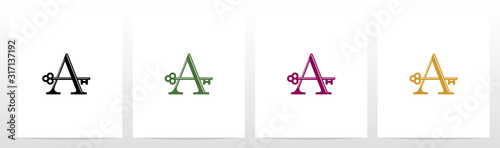 Door Key On Letter Logo Design A