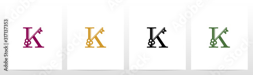 Door Key On Letter Logo Design K