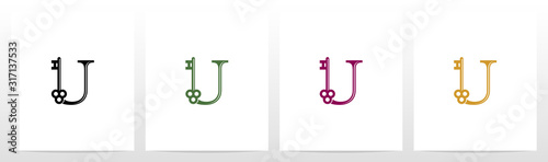 Door Key On Letter Logo Design U