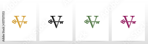 Door Key On Letter Logo Design V