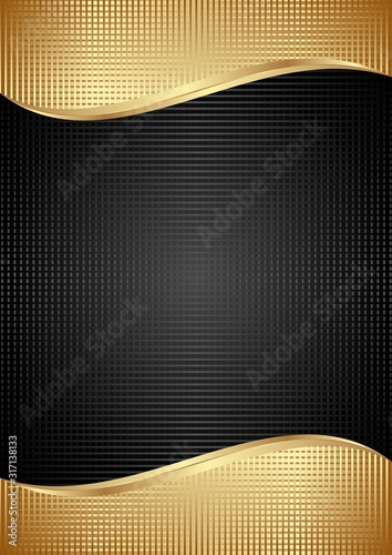 black and golden abstract background with grid pattern