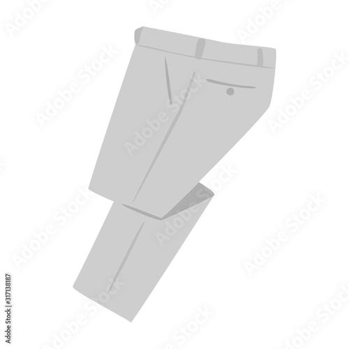 衣類のイラスト。グレー色のロングパンツ。