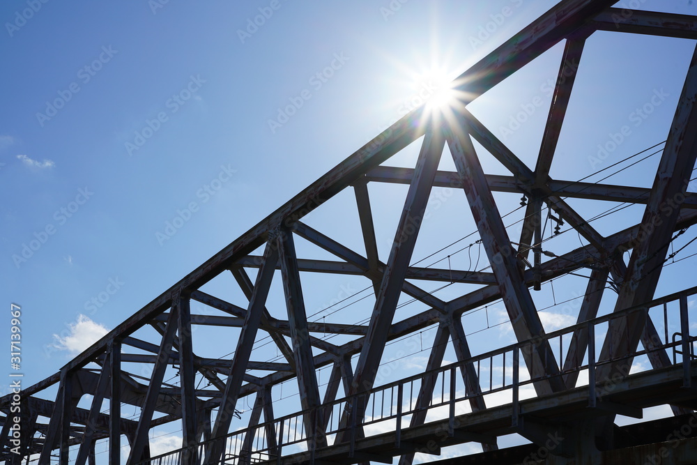 鉄橋と太陽