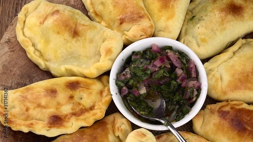 Homemade Empanadas on a rotating plate (seamless loopable)