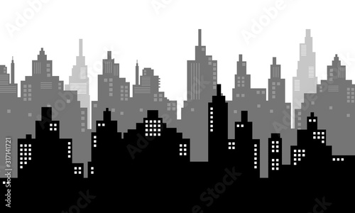 City Silhouette Background black and white colour