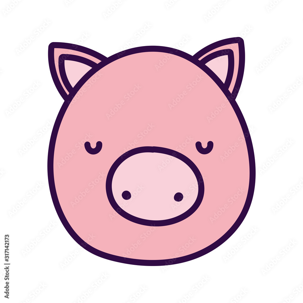 cute pig face farm animal cartoon