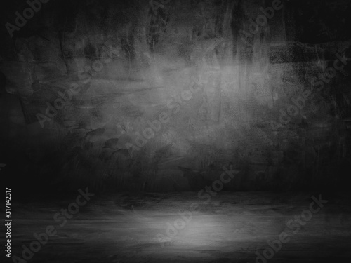 black grunge of concrete wall for abstract background