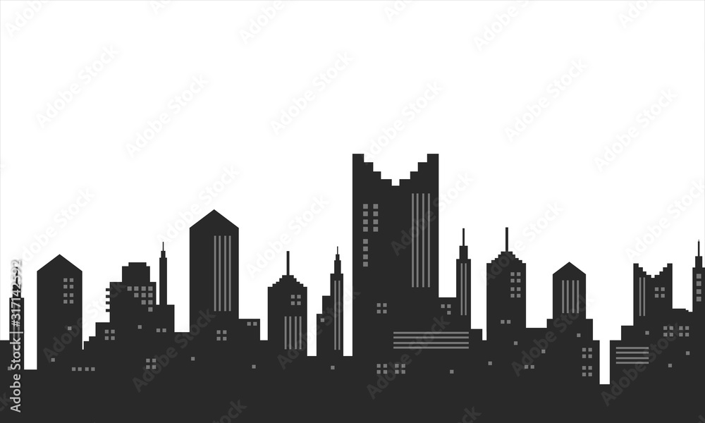 City silhouette background colour black and white