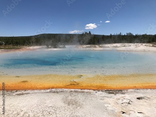 Colorful hot springs and geysers in Yellowstone