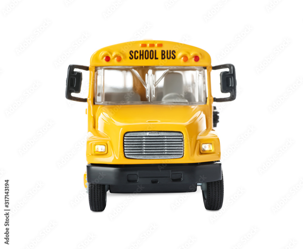 Yellow school bus isolated on white. Transport for students