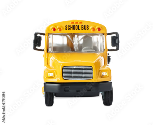 Yellow school bus isolated on white. Transport for students