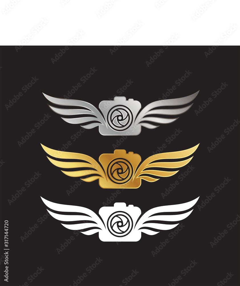 Obraz premium A combination of cameras and wings. Logo templates for photography studios and photography event organizers. Images can be used to design business cards, envelopes, letterhead, Facebook, Yotube, etc.