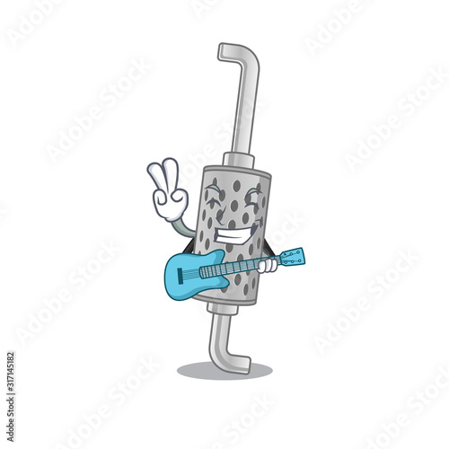A mascot of exhaust pipe performance with guitar