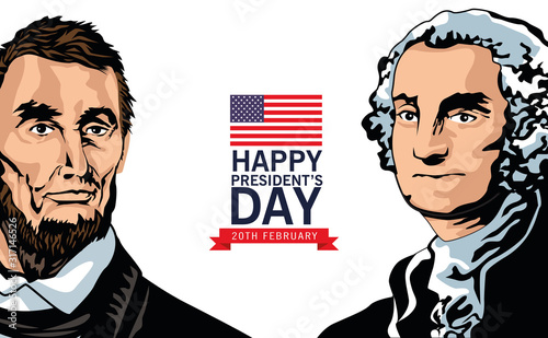 happy presidents day poster with lincoln and washington