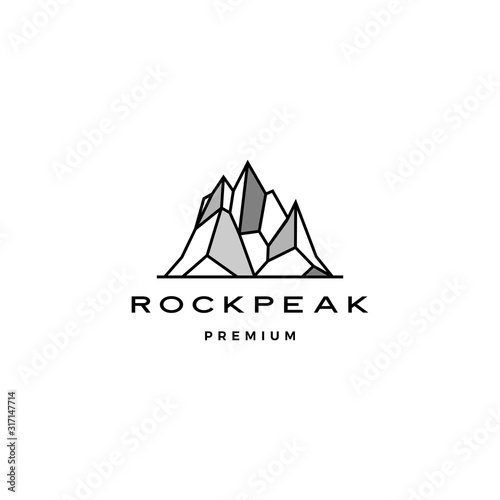 geometric rock stone mount peak landscape rockpeak hard square logo vector template