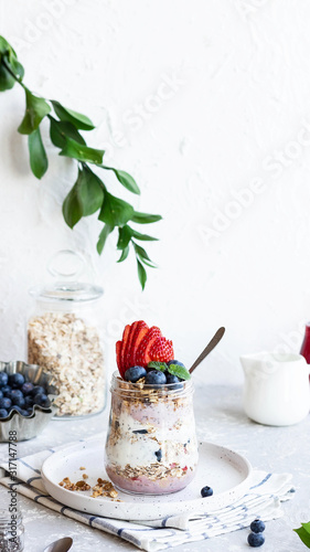 Chia Pudding with Homemade Granola and Fresh Berries