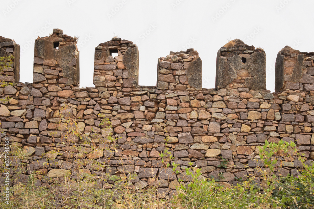 Old Ancient Antique Historical Ruined Architecture of Fort Walls