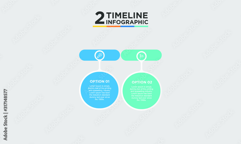 Fototapeta premium 2 step timeline infographic element. Business concept with two options and number, steps or processes. data visualization. Vector illustration.