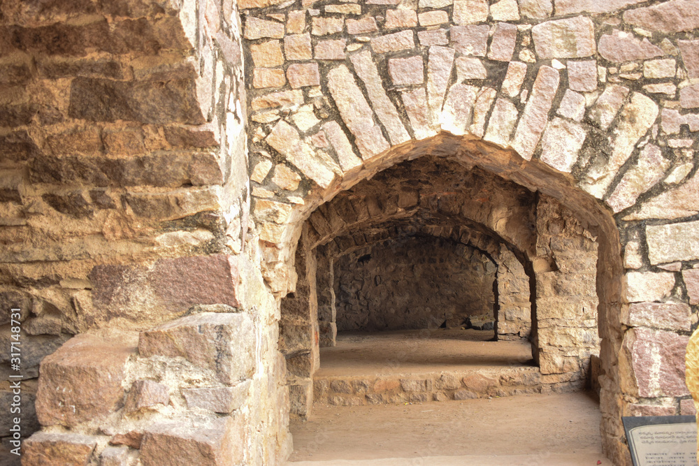 Old Ancient Antique Historical Ruined Architecture of Fort Walls