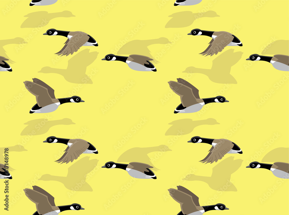 Obraz premium Canada Geese Cartoon Vector Seamless Background Wallpaper-01