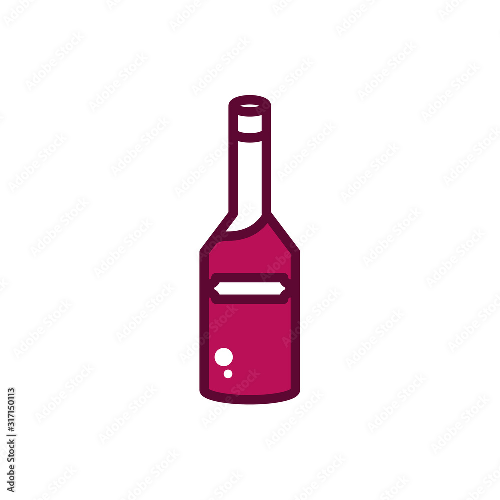 wine bottle liquor celebration drink beverage icon line and filled