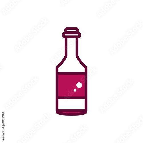 wine bottle cork liquor celebration drink beverage icon line and filled