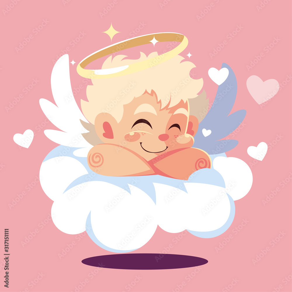 cupid angel sleeping on a cloud, valentines day cupid angel sleeping on a cloud, valentines day
