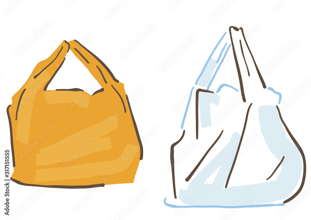 エコバッとレジ袋 イラスト Vector De Stock Adobe Stock