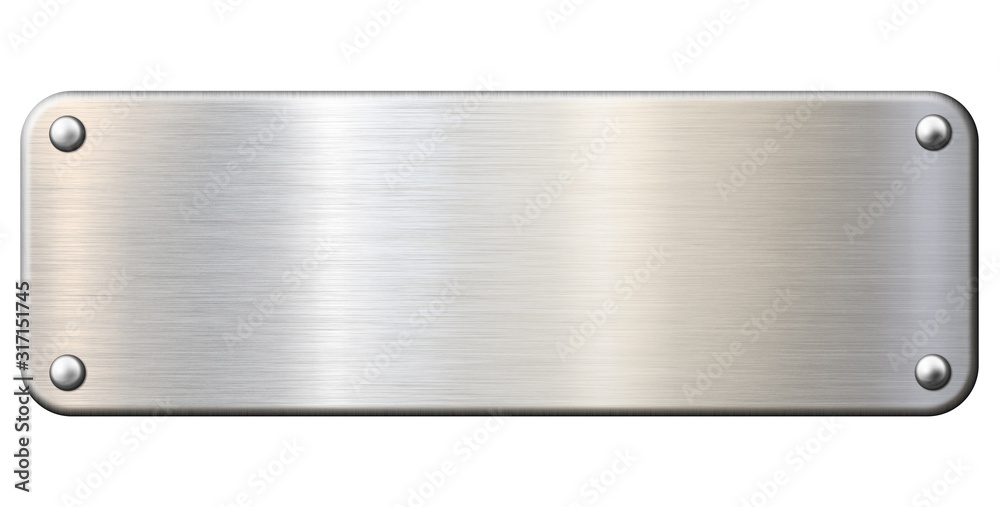 Narrow metal plaque or plate isolated with clipping path included 3d  illustration Illustration Stock