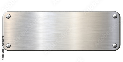 Narrow metal plaque or plate isolated with clipping path included 3d illustration