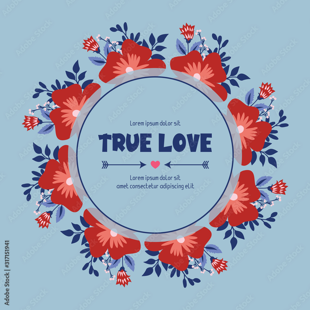 Beautiful shape of leaf and red flower frame, for romantic true love invitation card template design. Vector Beautiful shape of leaf and red flower frame, for romantic true love invitation card template design. Vector