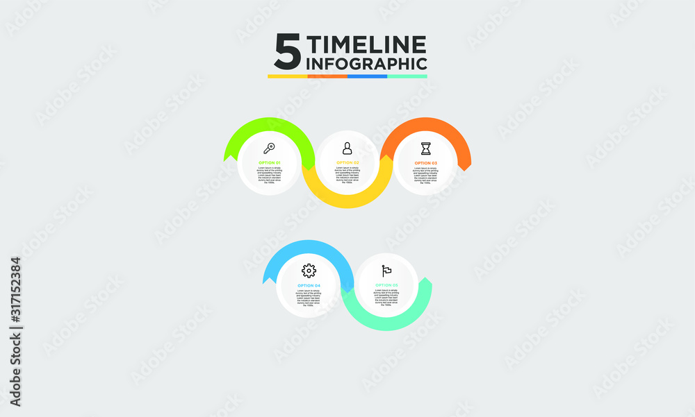 5 step timeline infographic element. Business concept with three options and number, steps or processes. data visualization. Vector illustration. 5 step timeline infographic element. Business concept with three options and number, steps or processes. data visualization. Vector illustration.