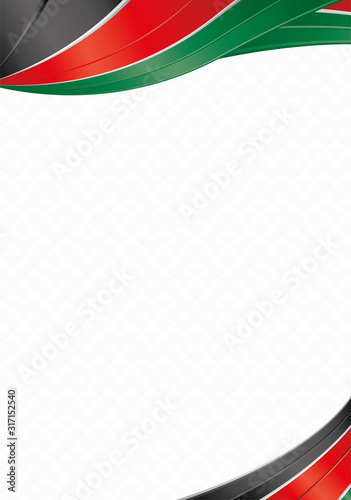 Abstract background with shapes with the colors of the flag of Kenya to use as Diploma or Certificate